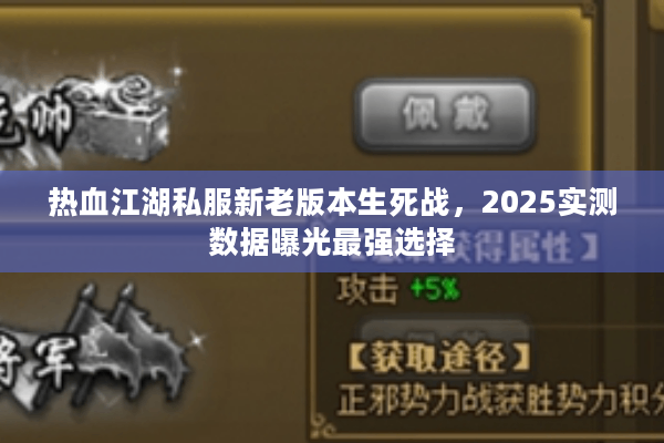 热血江湖私服新老版本生死战，2025实测数据曝光最强选择