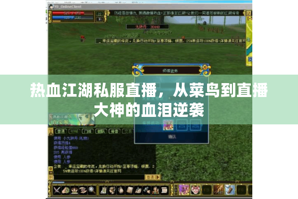 热血江湖私服直播，从菜鸟到直播大神的血泪逆袭